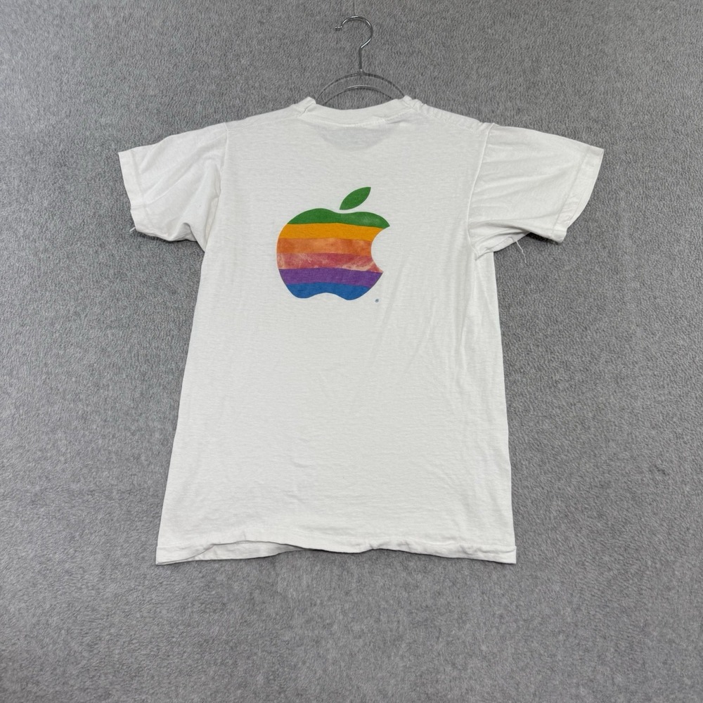 Vintage 80s Apple Computers Rainbow Apple Logo T Shirt Screen Stars S 17x23